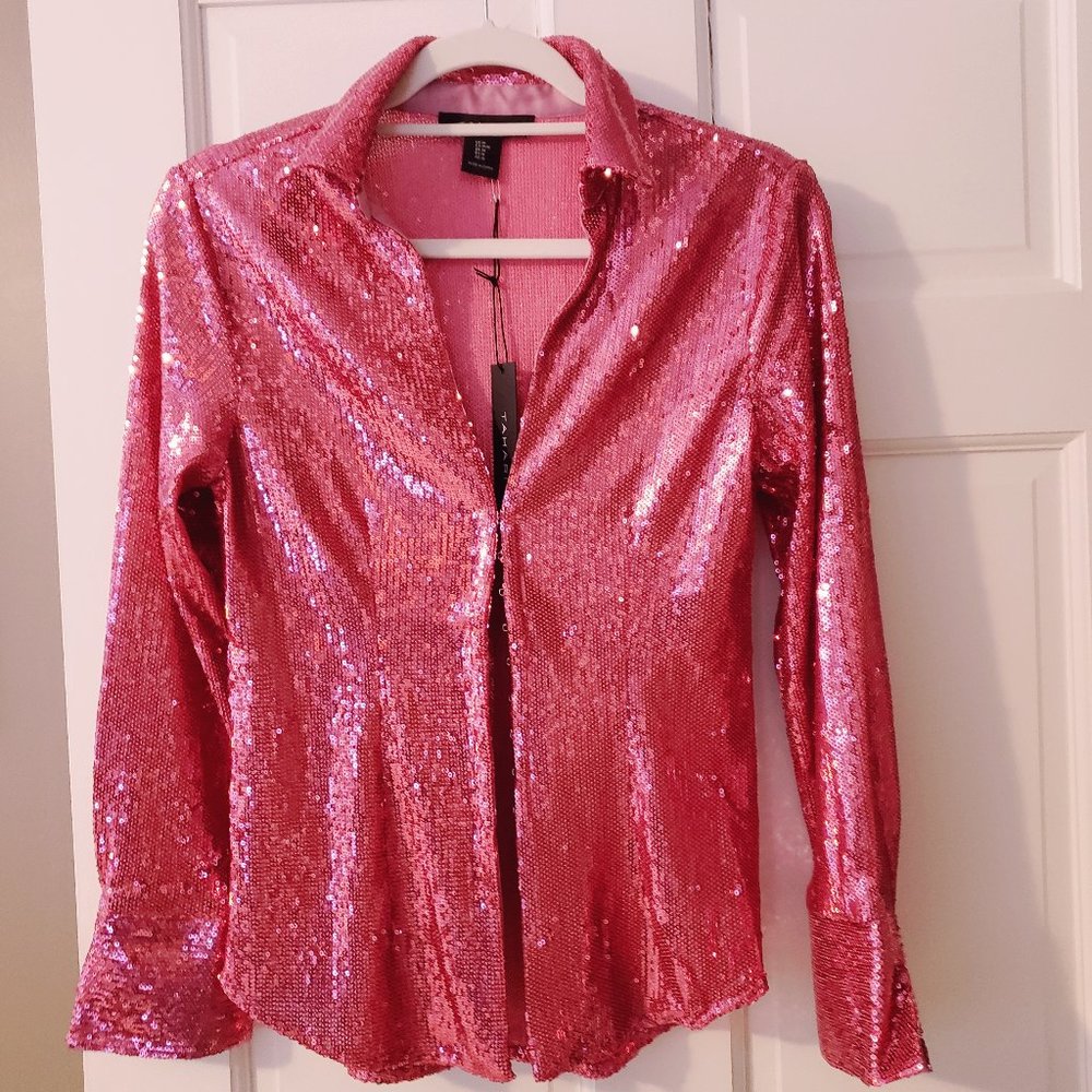 New with Tags Tahari Sequined button up Shirt. Size Medium